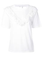 Chloé - Transparent V-neck T-shirt - Women - Cotton - S, White, Cotton