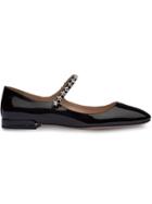 Miu Miu Studded Strap Ballerinas - Black