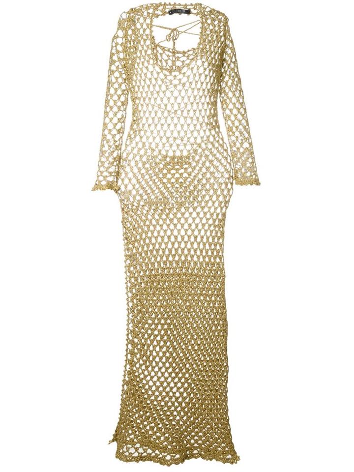 Sibling Crochet Mesh Maxi Dress, Women's, Size: Medium, White, Nylon/polyester