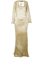 Sibling Crochet Mesh Maxi Dress, Women's, Size: Medium, White, Nylon/polyester