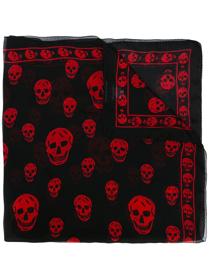 Alexander Mcqueen Skull Print Scarf, Adult Unisex, Black, Silk