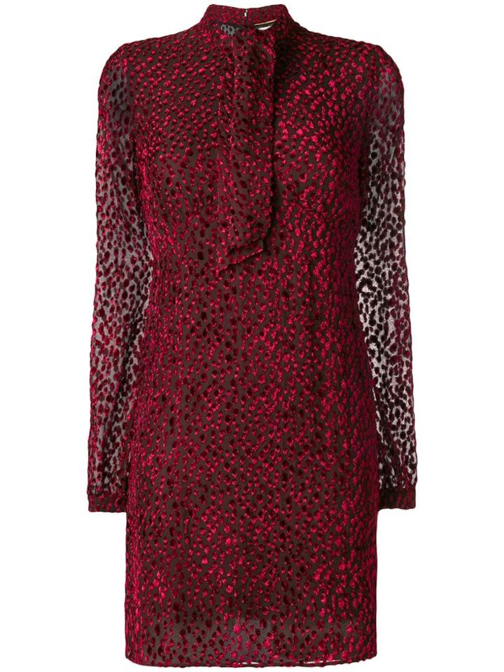 Saint Laurent Devoré Mini Dress - Red