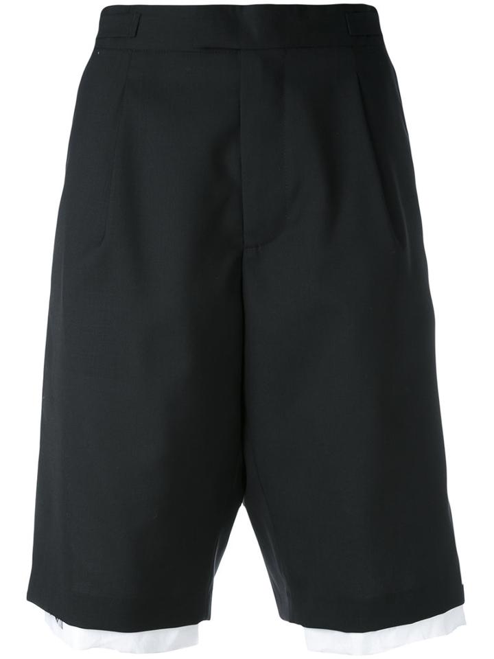 Raf Simons - Contrast Shorts - Women - Cotton/virgin Wool - 50, Black, Cotton/virgin Wool