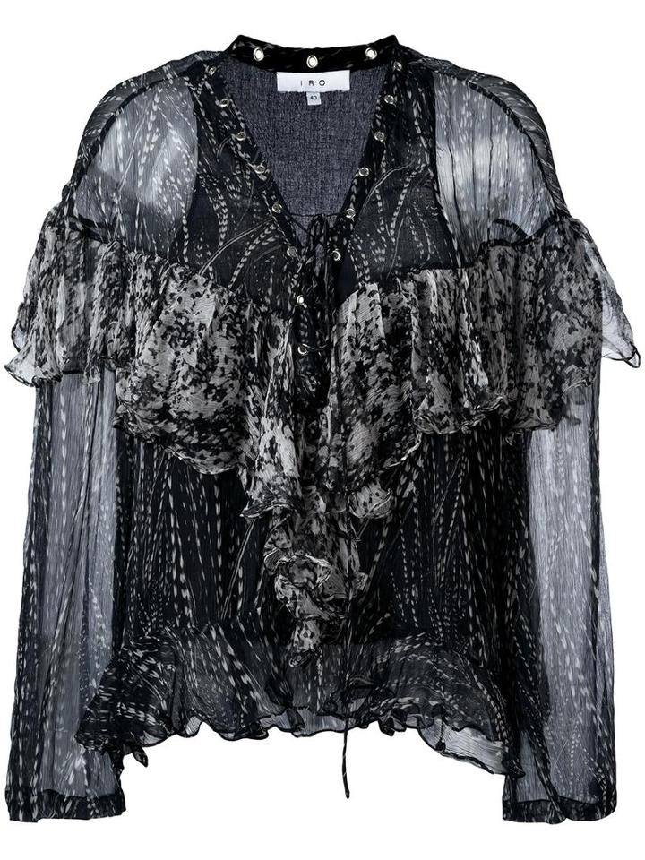 Iro Lace Up Frill Blouse, Women's, Size: 38, Black, Viscose/cotton