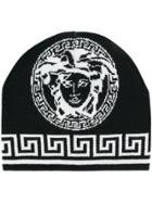 Versace Logo Knit Beanie - Black