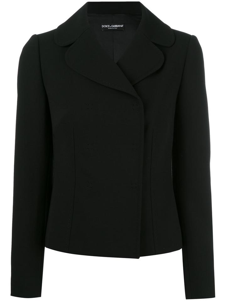 Dolce & Gabbana Fitted Blazer, Women's, Size: 42, Black, Virgin Wool/silk/spandex/elastane