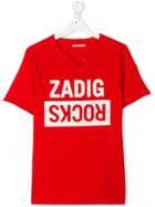 Zadig & Voltaire Kids Boxer V-neck T-shirt - Red