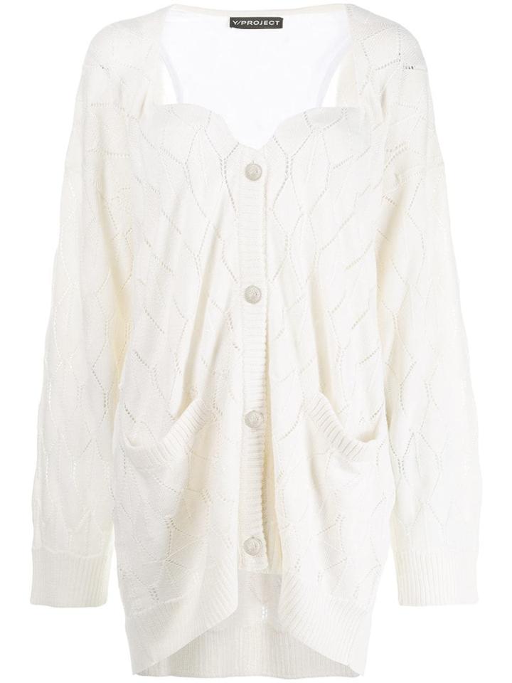 Y/project Sweetheart Neckline Cardigan - White