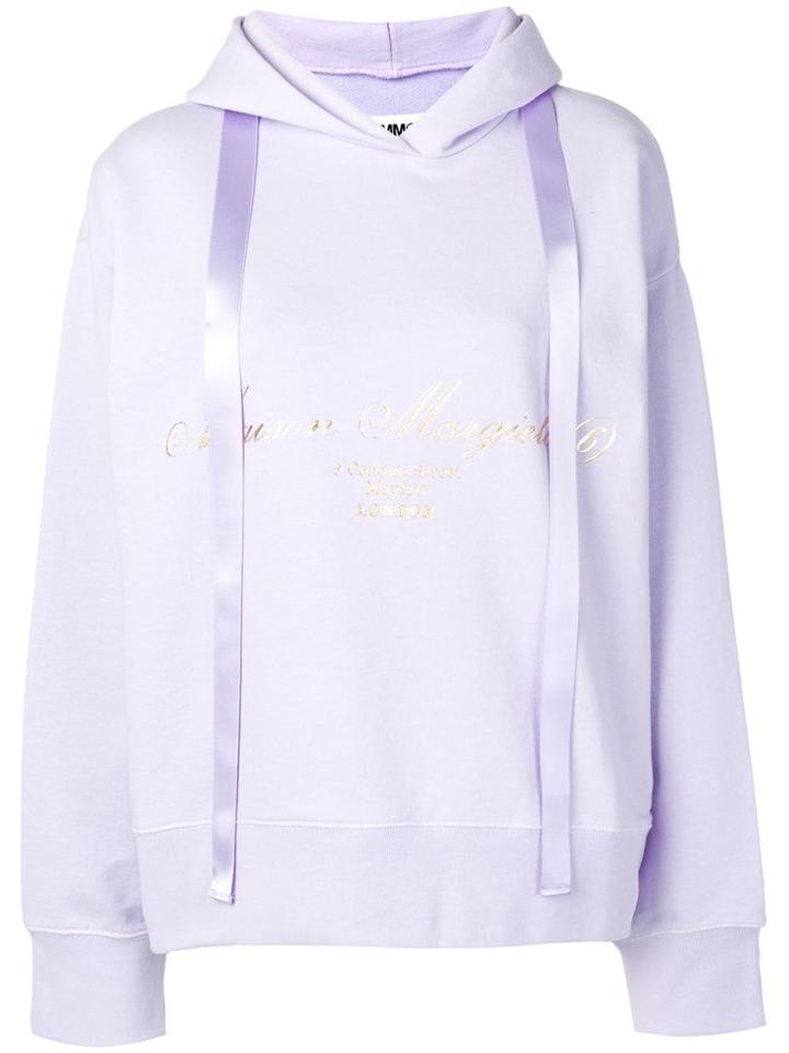 Mm6 Maison Margiela Printed Logo Hoodie - Purple