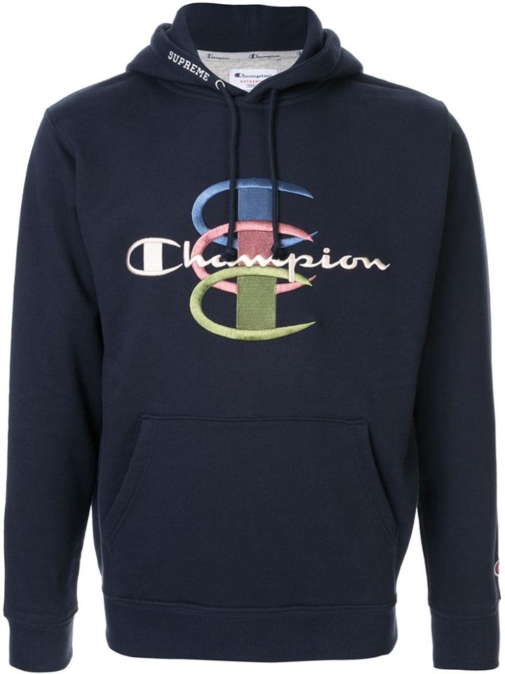 Supreme X Champion Stacked C Hoodie - Blue