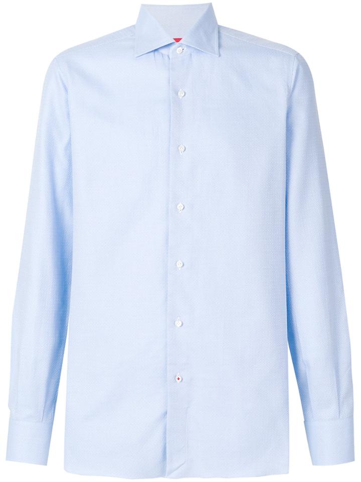 Isaia Jacquard Pattern Shirt - Blue
