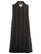 Ziggy Chen Double Striped Long Waistcoat, Men's, Size: 46, Black, Cotton/nylon/wool