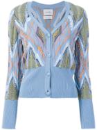 Barrie Chevron Slim Fit Cardigan - Blue