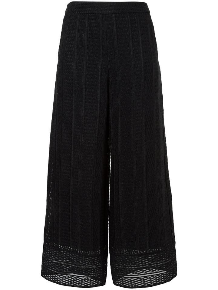 Goen.j Yarn-overlaid Organza Wide-leg Trousers - Black