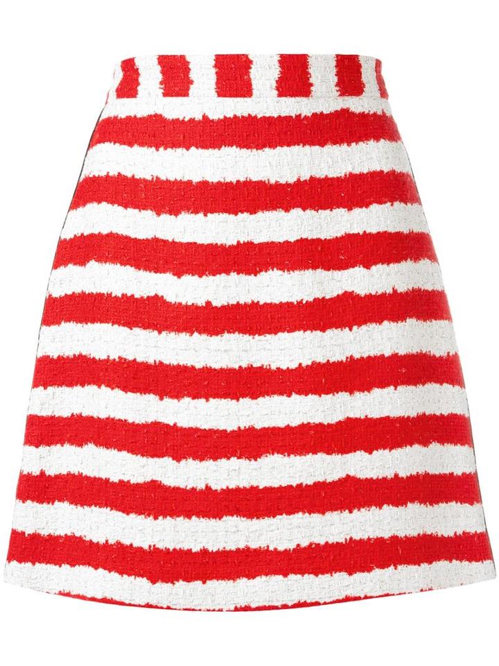 Msgm Striped A-line Skirt, Women's, Size: 42, Red, Cotton/viscose/linen/flax/polyester