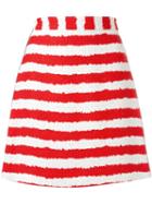 Msgm Striped A-line Skirt, Women's, Size: 42, Red, Cotton/viscose/linen/flax/polyester