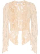 One Vintage Lace Open Front Jacket - Neutrals