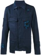 Valentino Beaded Badge Jacket, Men's, Size: 50, Blue, Cotton/spandex/elastane/polyester/viscose