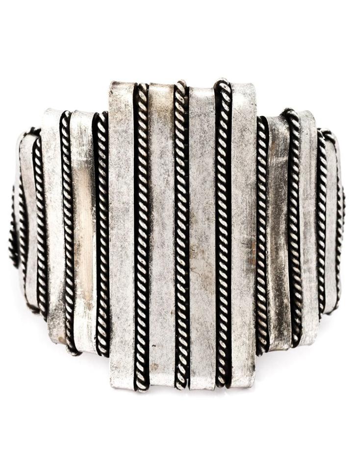 Claude Montana Vintage Art Striped Modernist Cuff - Metallic