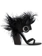 Prada Black Ostrich Feather 110 Sandals