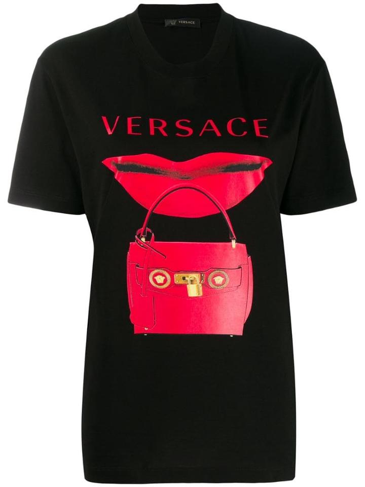 Versace Lips And Bag Print T-shirt - Black