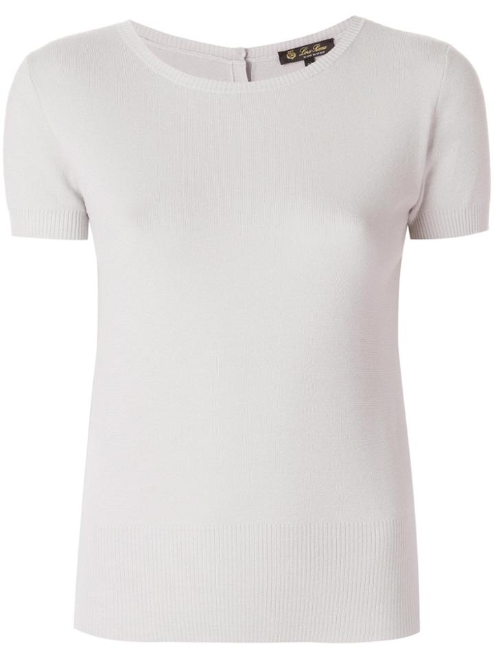 Loro Piana Cropped Fine Knit T-shirt - Grey