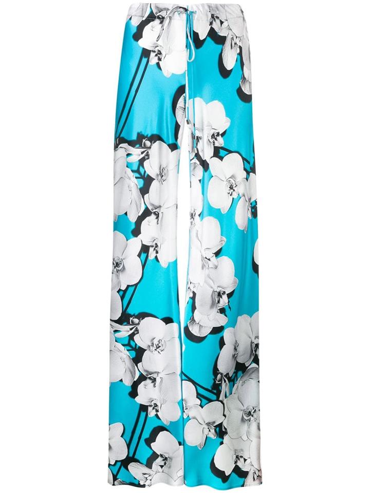 Roberto Cavalli Orchid Print Palazzo Pants - Blue