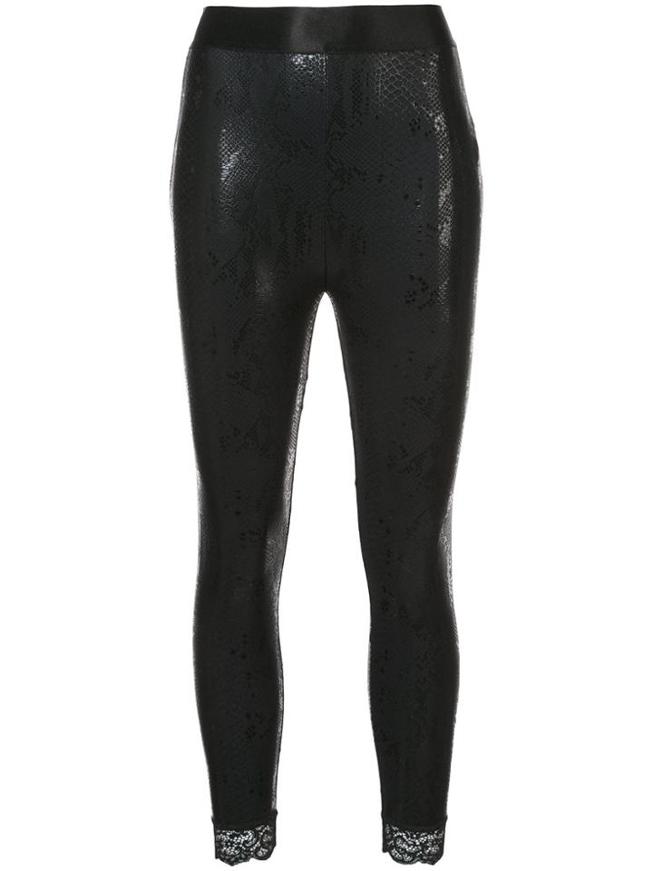 Faith Connexion Shiny Scale Effect Leggings With Lace Trim - Black