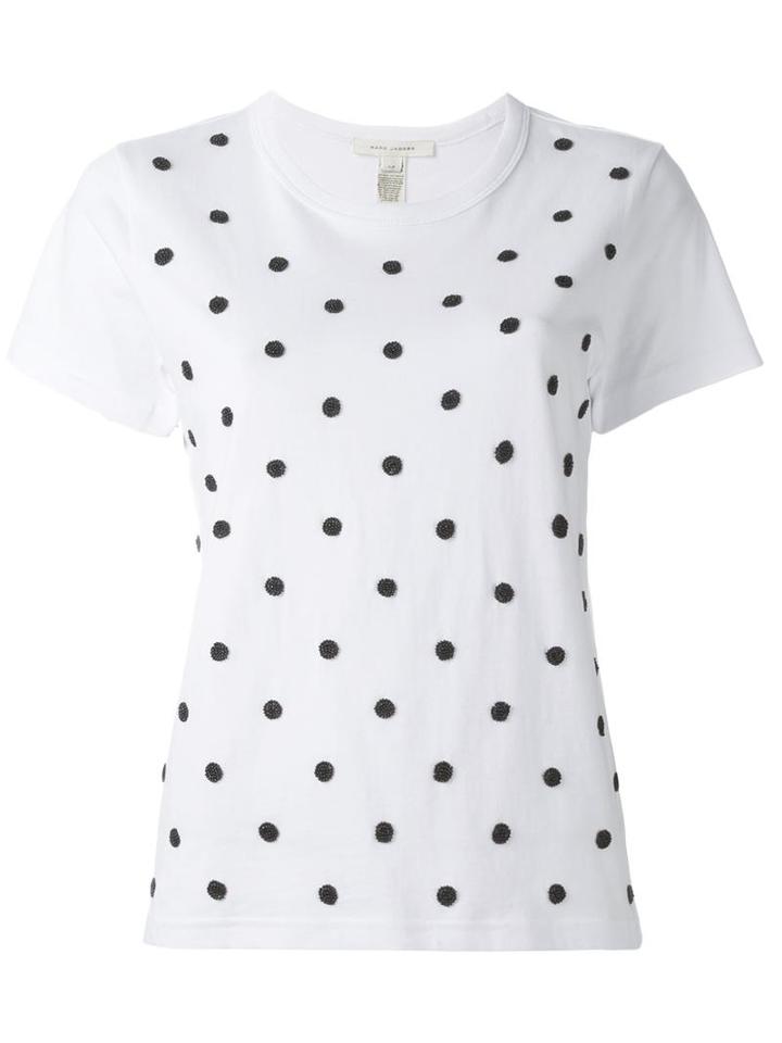 Marc Jacobs Beaded Polka Dot T-shirt, Women's, Size: Small, White, Cotton/glass