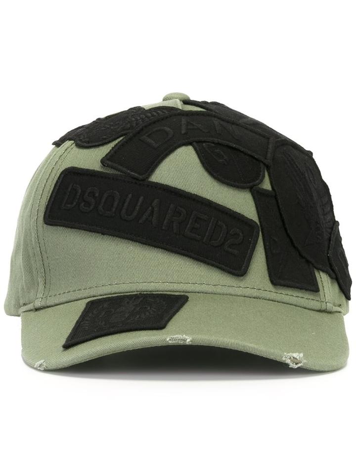 Dsquared2 Logo Patch Baseball Cap, Men's, Green, Cotton