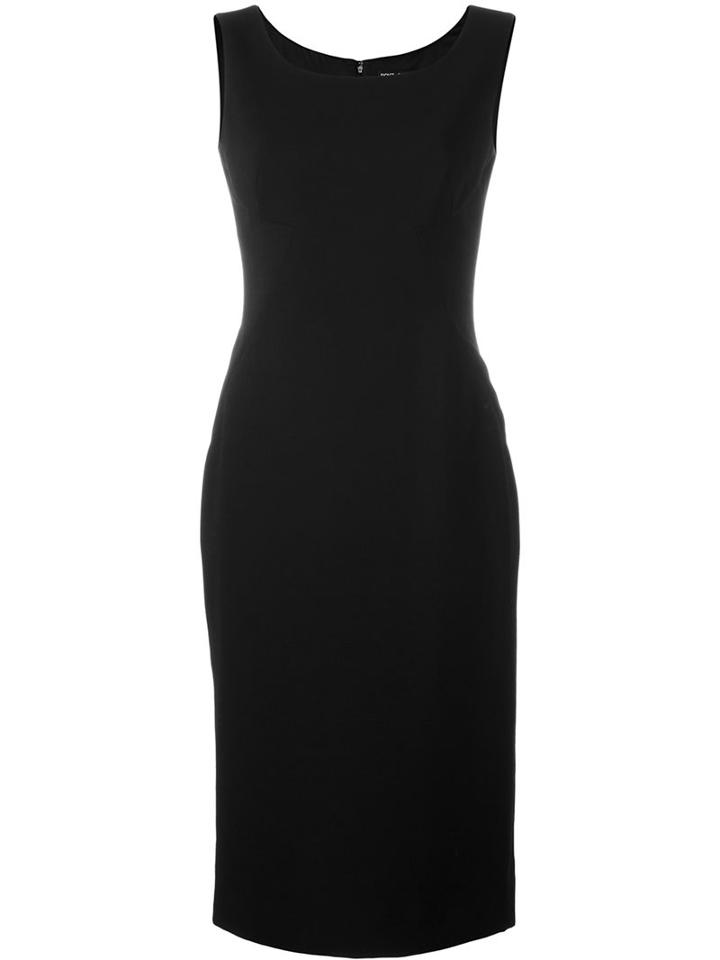 Dolce & Gabbana Fitted Dress, Women's, Size: 44, Black, Virgin Wool/spandex/elastane/silk