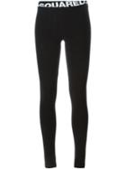 Dsquared2 Logo Leggings, Women's, Size: Medium, Black, Cotton/spandex/elastane