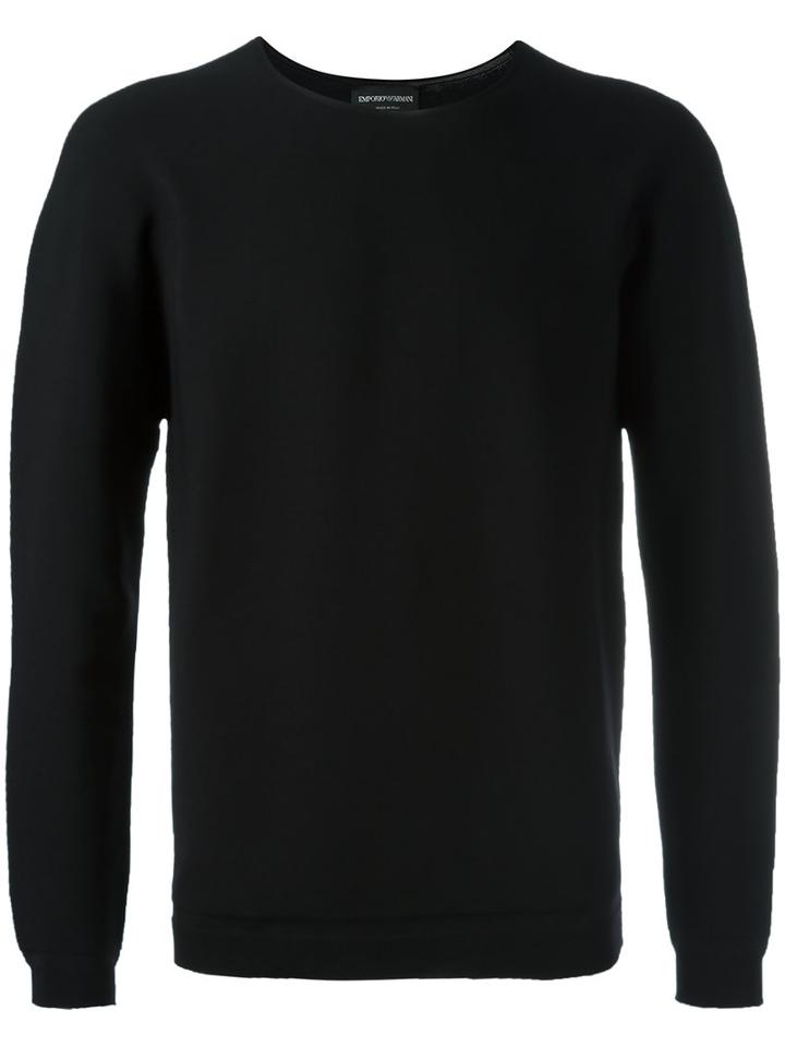 Emporio Armani Plain Sweatshirt, Men's, Size: 46, Black, Polyamide