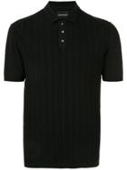 Emporio Armani Ribbed Slim-fit Polo Shirt - Black