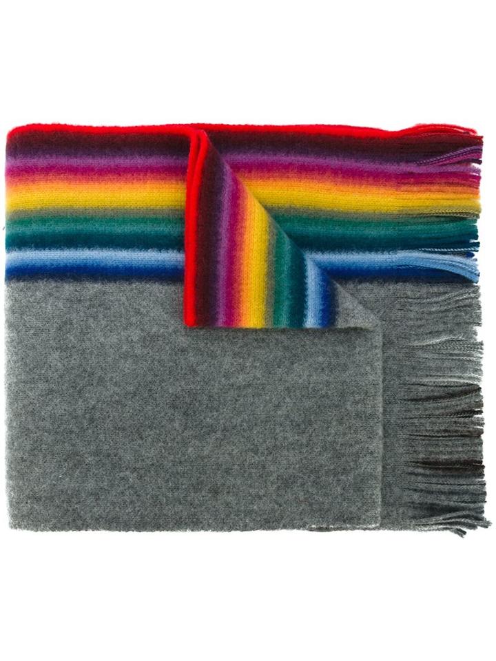 Ps By Paul Smith Striped Scarf, Men's, Grey, Virgin Wool