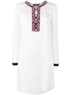 Etro Embroidered Neck Dress, Women's, Size: 44, White, Viscose/silk/glass