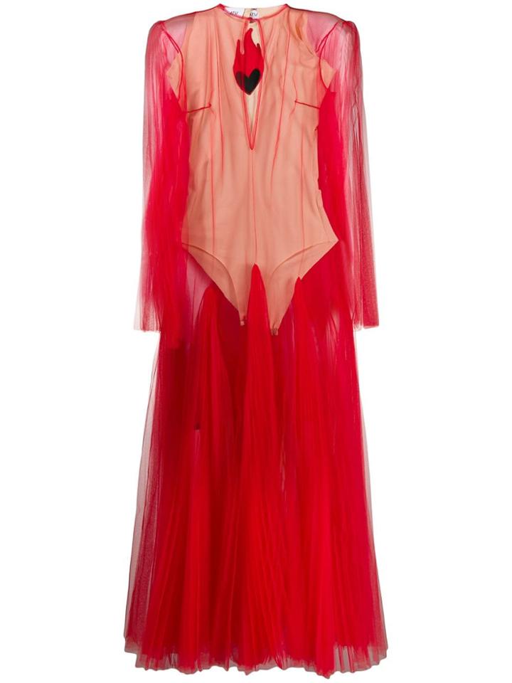 Atu Body Couture Long-sleeve Flared Sheer Dress