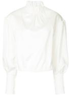 Shushu/tong Ruffle Neck Balloon Sleeve Blouse - White