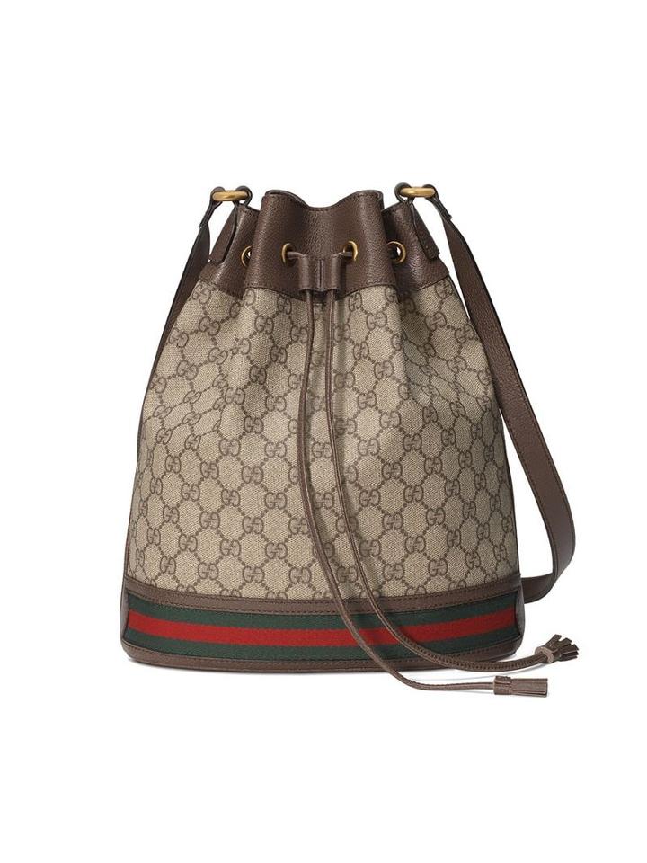Gucci Beige And Ebony Ophidia Gg Bucket Bag - Neutrals