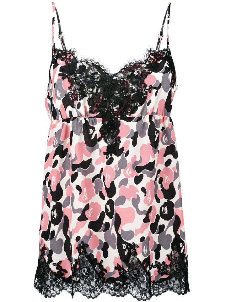 Ermanno Ermanno - Lace Trim Printed Top - Women - Silk/cotton/viscose - 42, Black, Silk/cotton/viscose