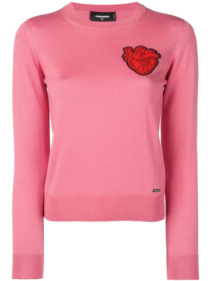 Dsquared2 Heart Patch Sweater - Pink & Purple