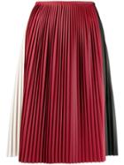 Plan C Colour-block Pleated Skirt - Red