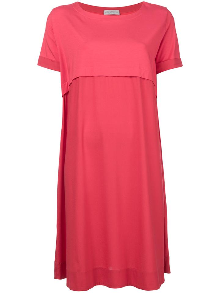 Le Tricot Perugia Layered Shift Dress - Pink & Purple