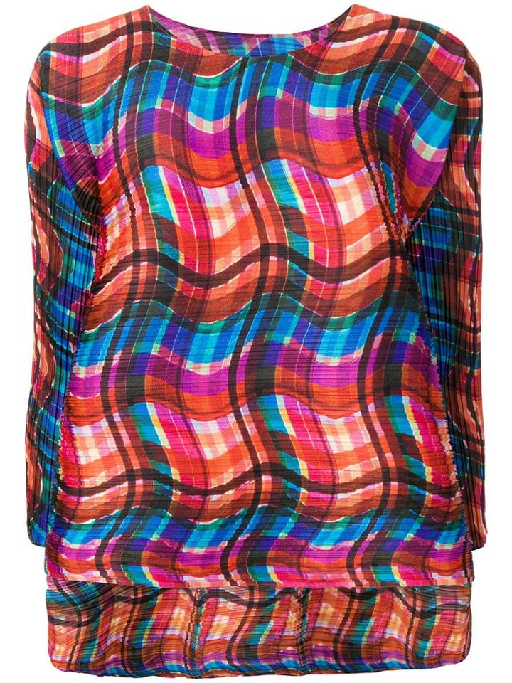 Pleats Please By Issey Miyake Wave Patterned Blouse - Orange