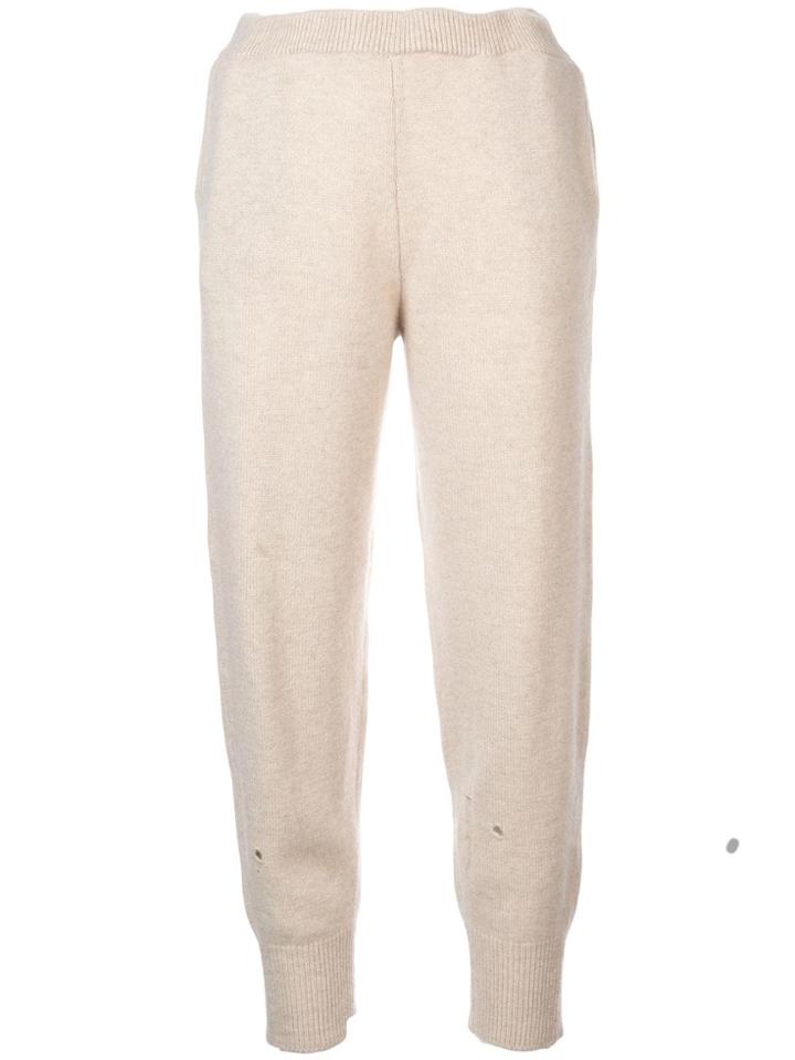 Raquel Allegra Distressed Knitted Sweatpants - Neutrals