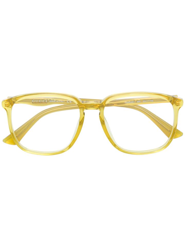Gucci Eyewear Oversized Round Glasses - Yellow & Orange