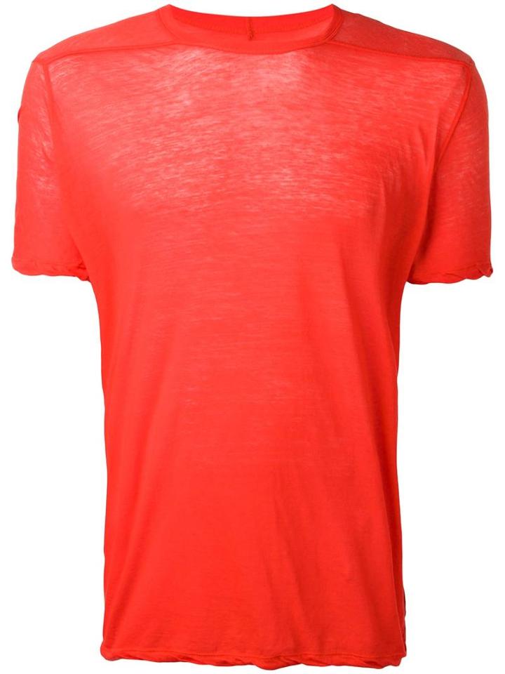 Rick Owens Twisted Edge T-shirt, Men's, Size: Small, Red, Cotton
