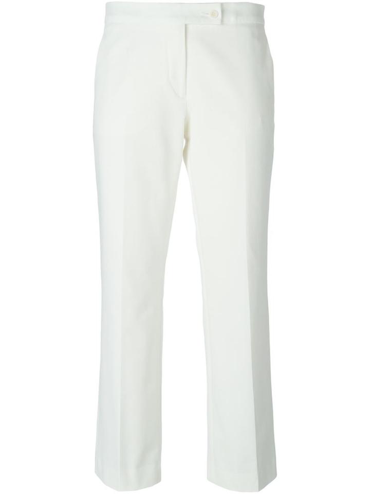 Etro Cropped Trousers, Women's, Size: 40, White, Cotton/polyamide/spandex/elastane