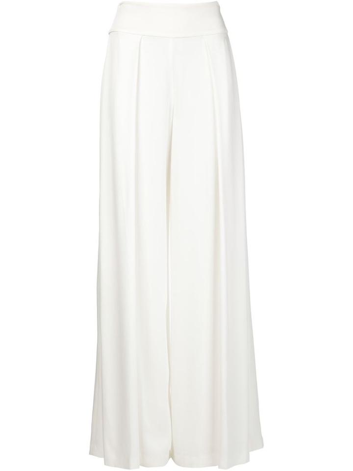 Nicole Miller Palazzo Trousers, Women's, Size: 4, White, Spandex/elastane/rayon