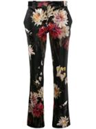L'autre Chose Floral Print Tailored Trousers - Black